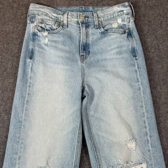 AYR Womens Secret Sauce Wide Leg Jeans Comfort Stretch Sz 28 Light Distressed - Picture 3 of 14